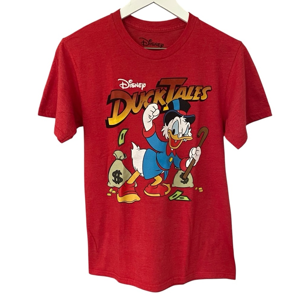 Disney Men's Duck Tales Scrooge McDuck Money Bags Red Heather T-Shirt Size Small